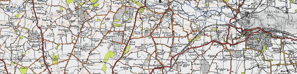 Old map of Parney Heath in 1945