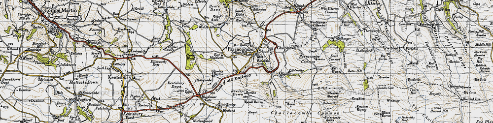 Old map of Parracombe in 1946