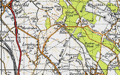 Old map of Parslow's Hillock in 1947