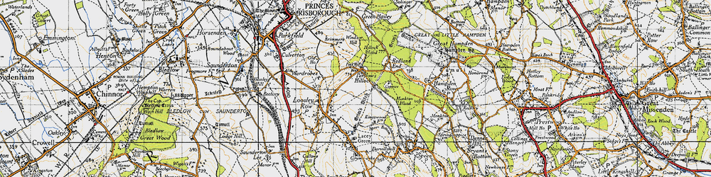Old map of Parslow's Hillock in 1947