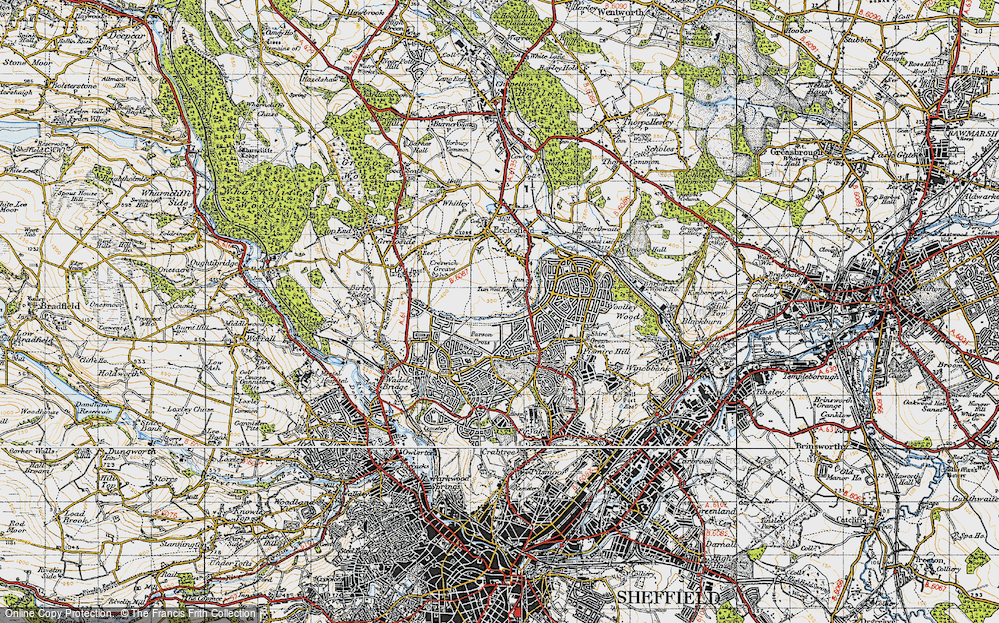Old Map of Parson Cross, 1947 in 1947