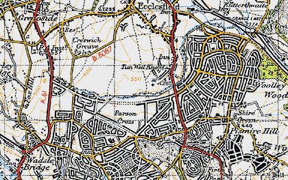 Old map of Parson Cross in 1947