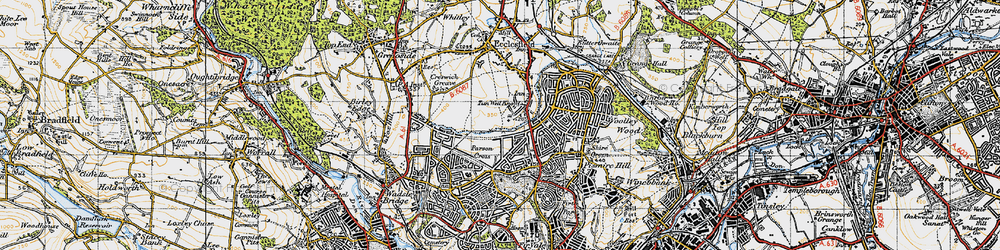 Old map of Parson Cross in 1947
