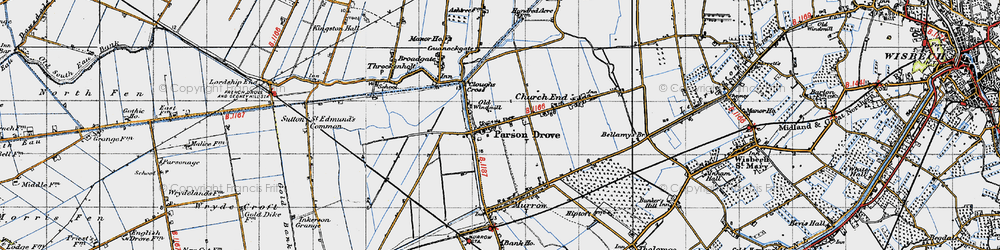 Old map of Parson Drove in 1946
