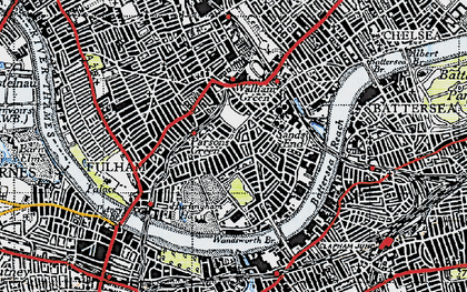 Old map of Parsons Green in 1945