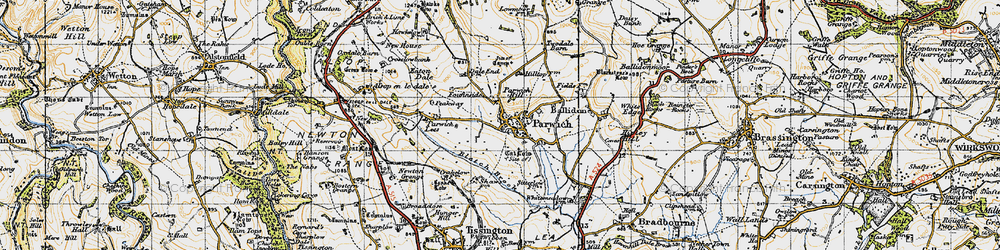 Old map of Parwich in 1947