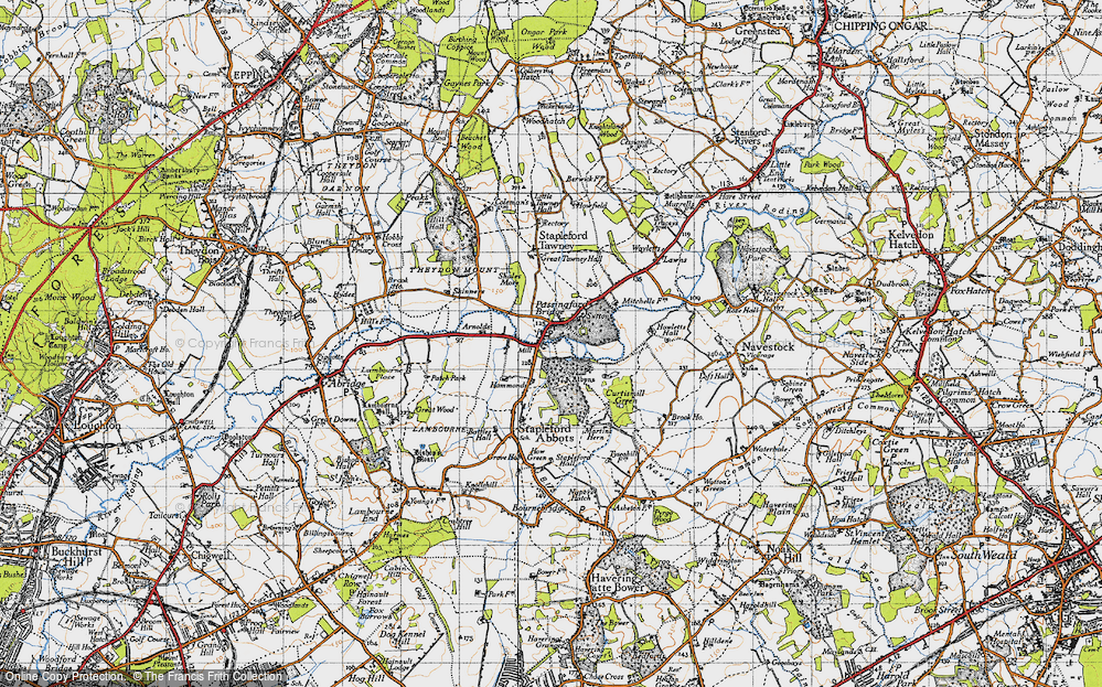 Old Map of Historic Map covering Albyns in 1946