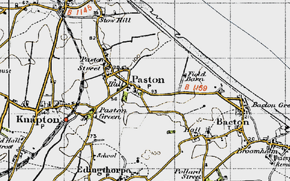 Old map of Paston in 1945