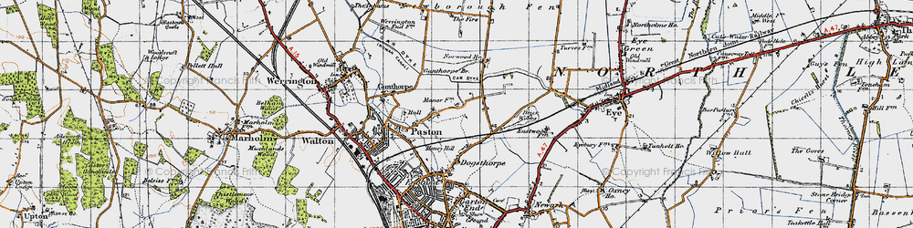 Old map of Paston in 1946
