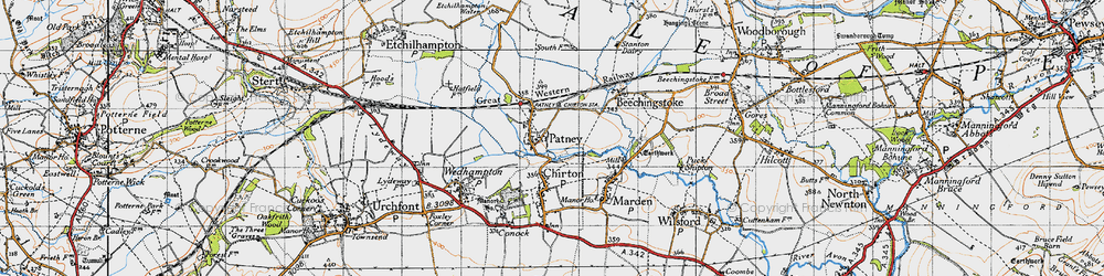 Old map of Patney in 1940