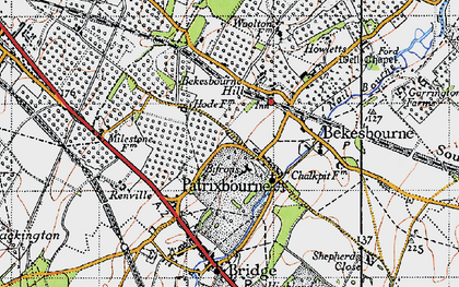 Old map of Patrixbourne in 1947