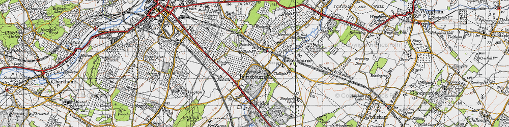 Old map of Patrixbourne in 1947