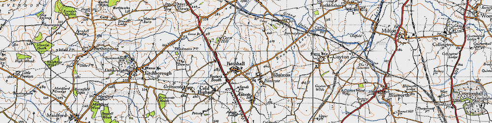 Old map of Pattishall in 1946