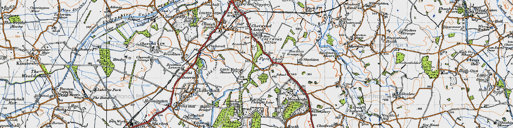 Old map of Pave Lane in 1946