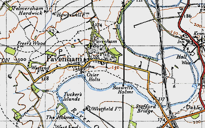 Old map of Pavenham in 1946