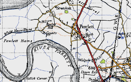 Old map of Pawlett in 1946