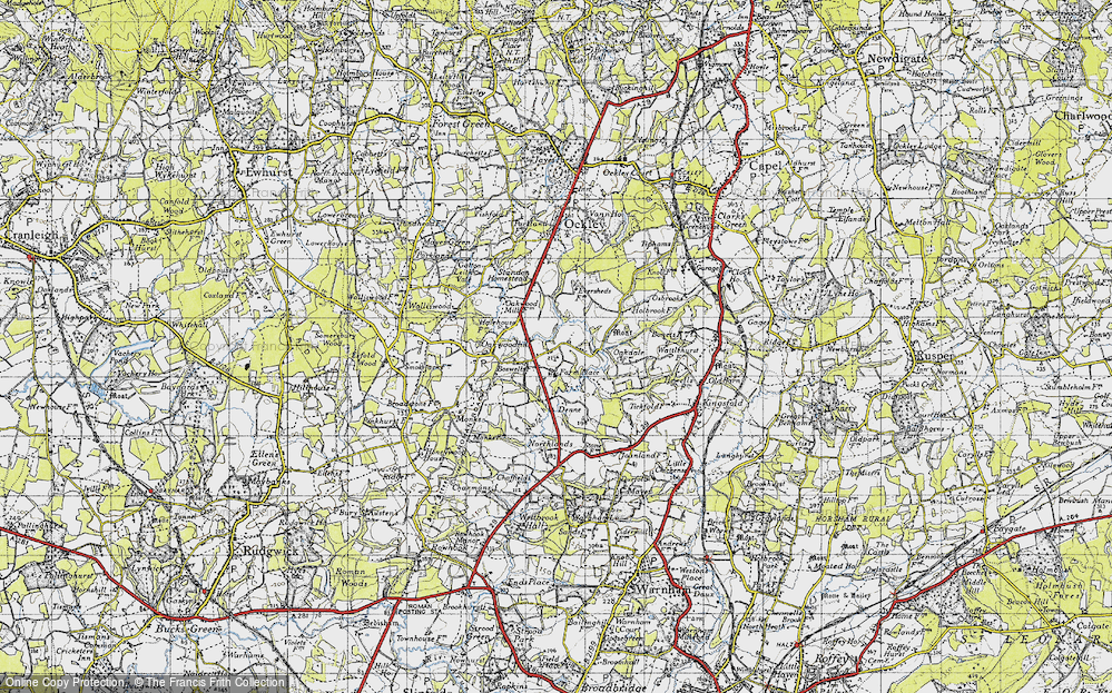 Old Map of Historic Map covering Birches Wood in 1940