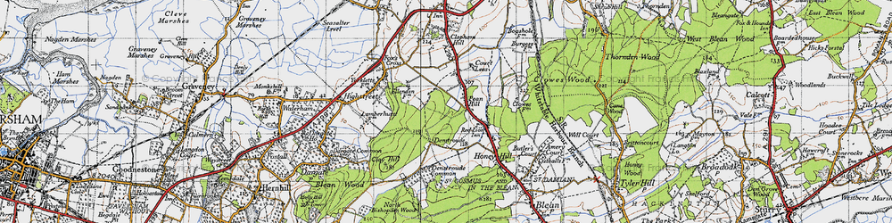 Old map of Pean Hill in 1946