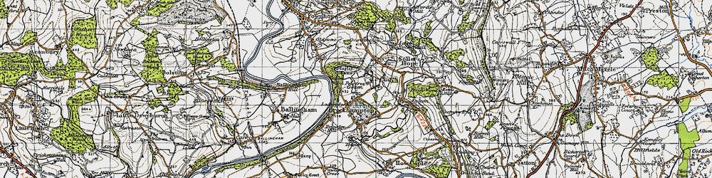 Old map of Peartree Green in 1947
