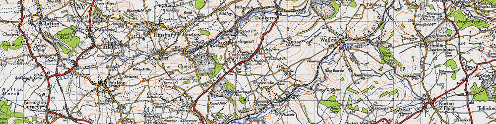 Old map of Peasedown St John in 1946