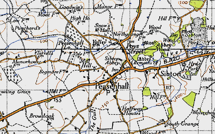 Old map of Peasenhall in 1946