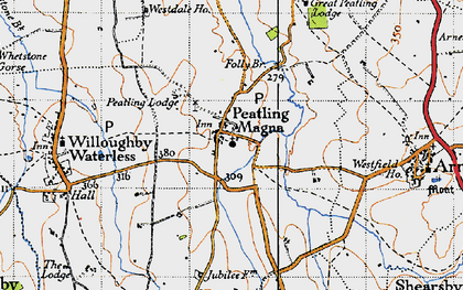 Old map of Peatling Magna in 1946