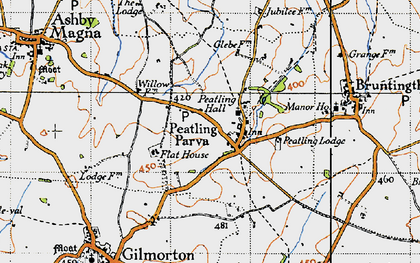 Old map of Peatling Parva in 1946