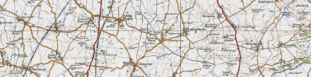 Old map of Peatling Parva in 1946