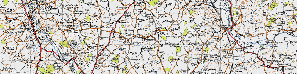 Old map of Pebmarsh in 1945