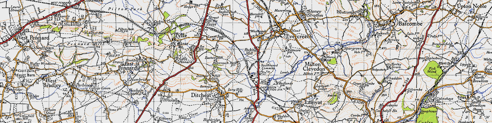 Old map of Pecking Mill in 1946