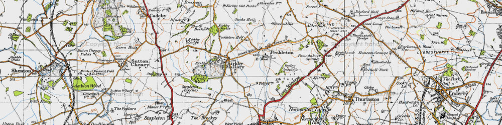 Old map of Peckleton in 1946