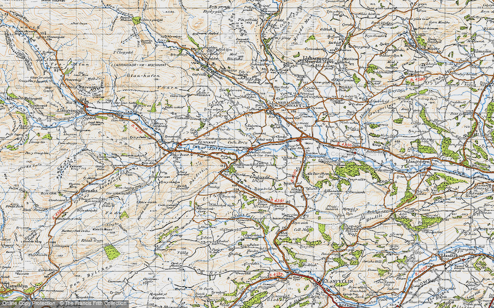 Old Map of Pedair-ffordd, 1947 in 1947