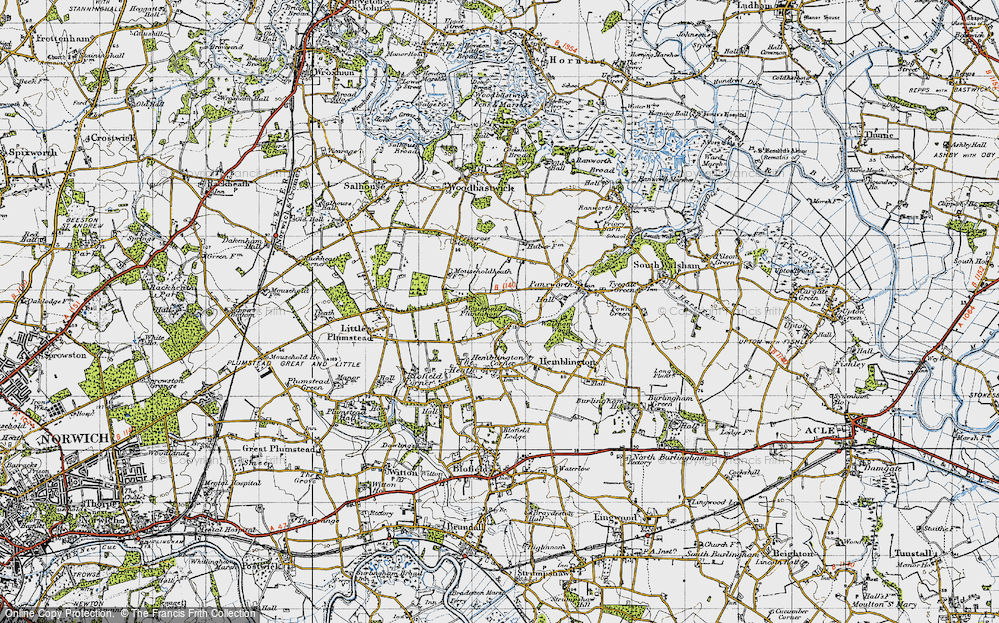 Old Map of Pedham, 1945 in 1945