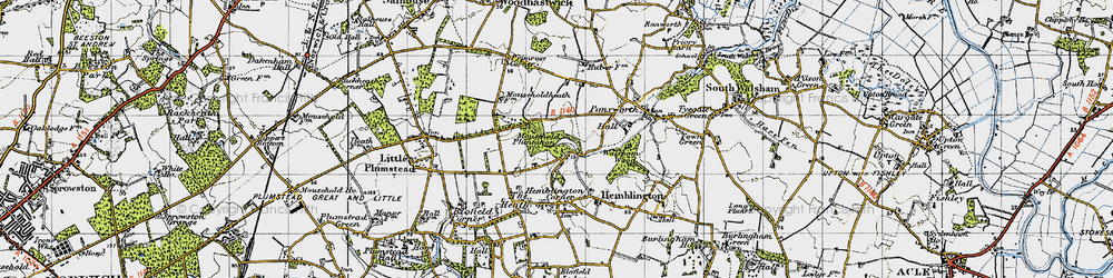 Old map of Pedham in 1945