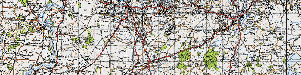Old map of Pedmore in 1947