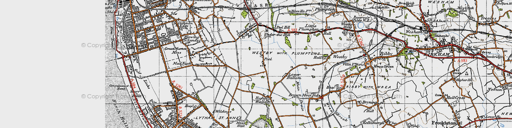 Old map of Peel in 1947