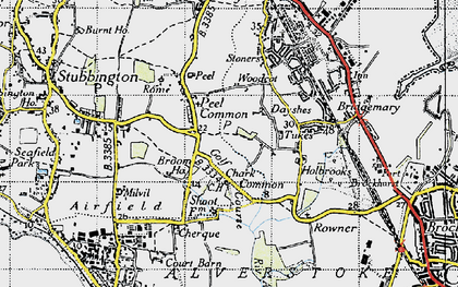 Old map of Peel Common in 1945