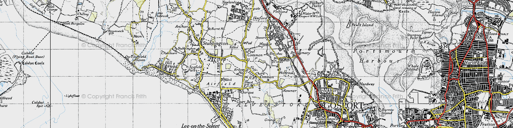 Old map of Peel Common in 1945