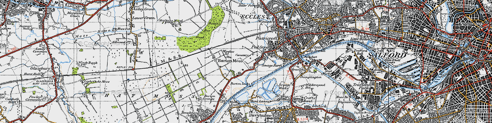Old map of Barton Moss in 1947