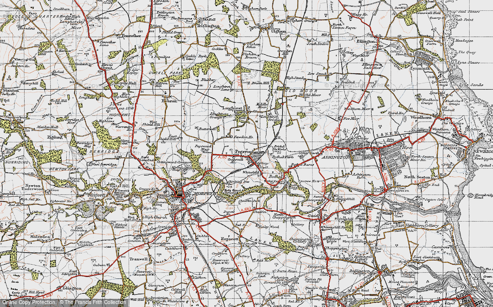 Old Map of Pegswood, 1947 in 1947