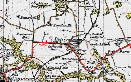 Old map of Pegswood in 1947