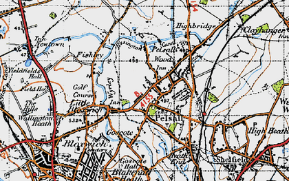 Old map of Pelsall Wood in 1946