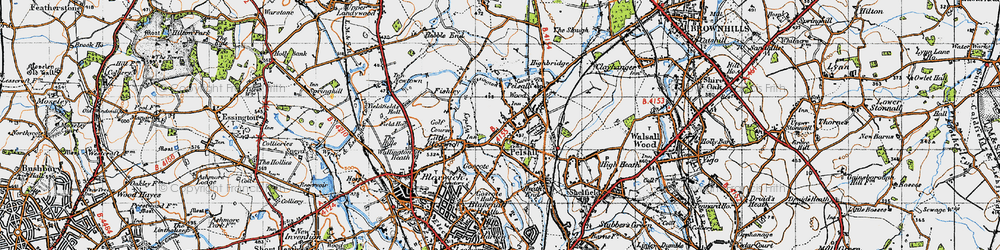Old map of Pelsall Wood in 1946