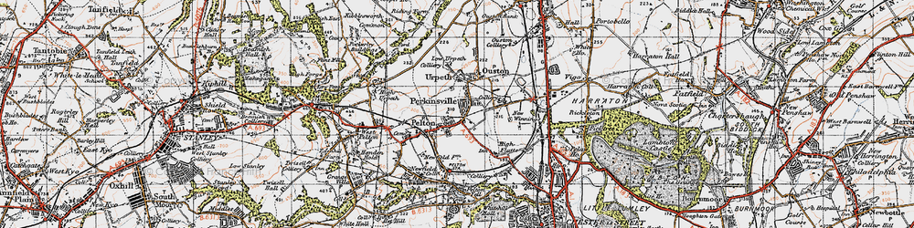Old map of Pelton in 1947