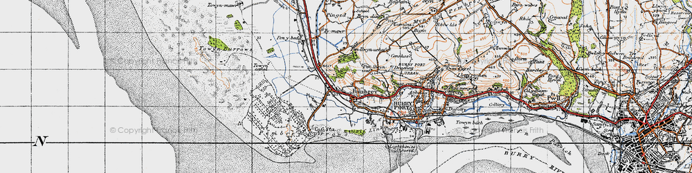 Old map of Pembrey in 1946