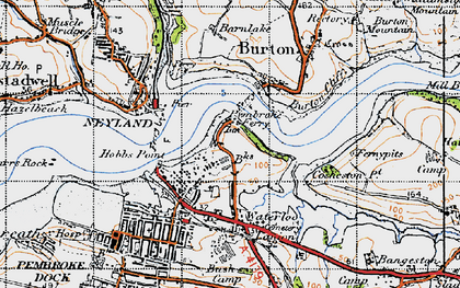 Old map of Pembroke Ferry in 1946