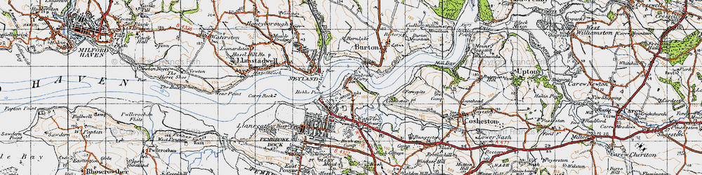 Old map of Pembroke Ferry in 1946