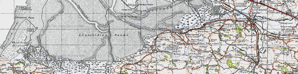 Old map of Pen-caer-fenny in 1947