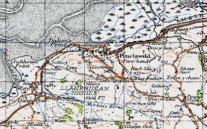 Old map of Pen-clawdd in 1947