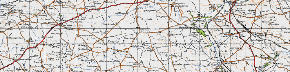 Old map of Blaen-Llyn in 1946